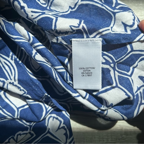 Banana Republic Ruffle Sleeve Scoop Neck Top Size Small in Blue Floral Print - Picture 9 of 10